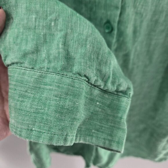 Coldwater Creek Green 100% Linen 3/4 Sleeved Button Up Size Medium 10-12 - Picture 4 of 11